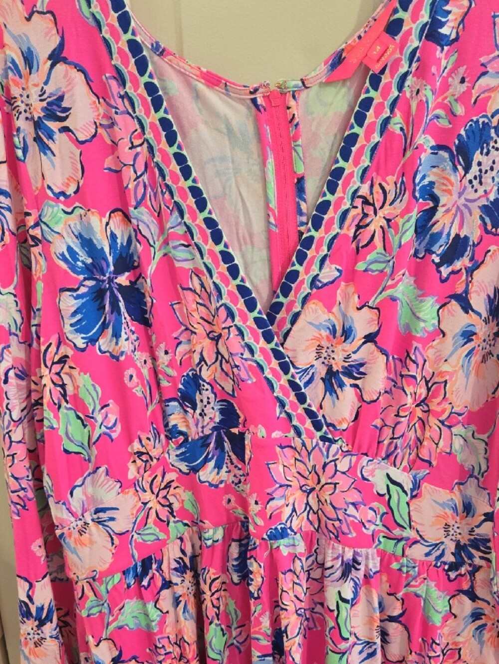 Lilly Pulitzer Carmella Dress Fit And Flare "Pink Isle/Last Bud Not Least" Sz 14 - Picture 3 of 11